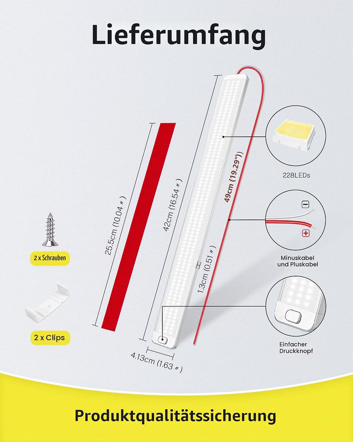 MERTTURM 228LED Leiste 12V(40cm), 12 Volt LED Lampe 10W 1000LM, LED Auto Innenraumbeleuchtung Lichtl