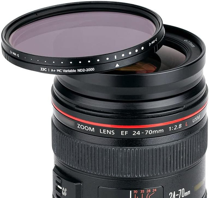 JJC 49 mm Variabler ND-Filter (ND2 - ND2000), Verstellbarer Graufilter, 18-lagige Beschichtung, HD o