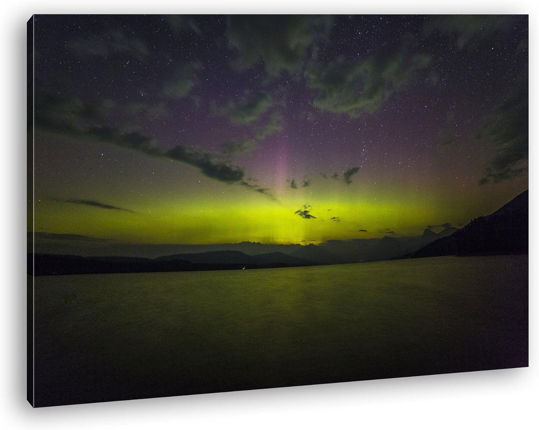 deyoli Dark Aurora Borealis Nordlicht im Format: 60x40 als Leinwandbild, Motiv fertig gerahmt auf Ec