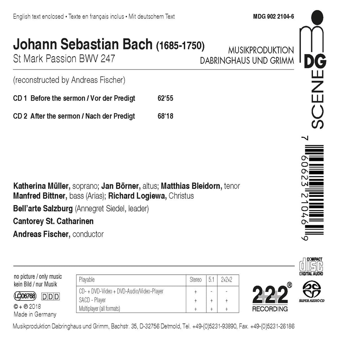 Markus Passion Bwv 247, Audio-CD