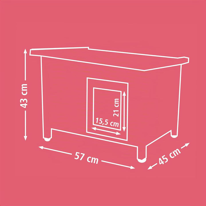 Kerbl Katzenhaus Rustica aus Holz, Schwingtüre mit Lamellen, Plexiglasfenster, Höhenverstellbare Kun