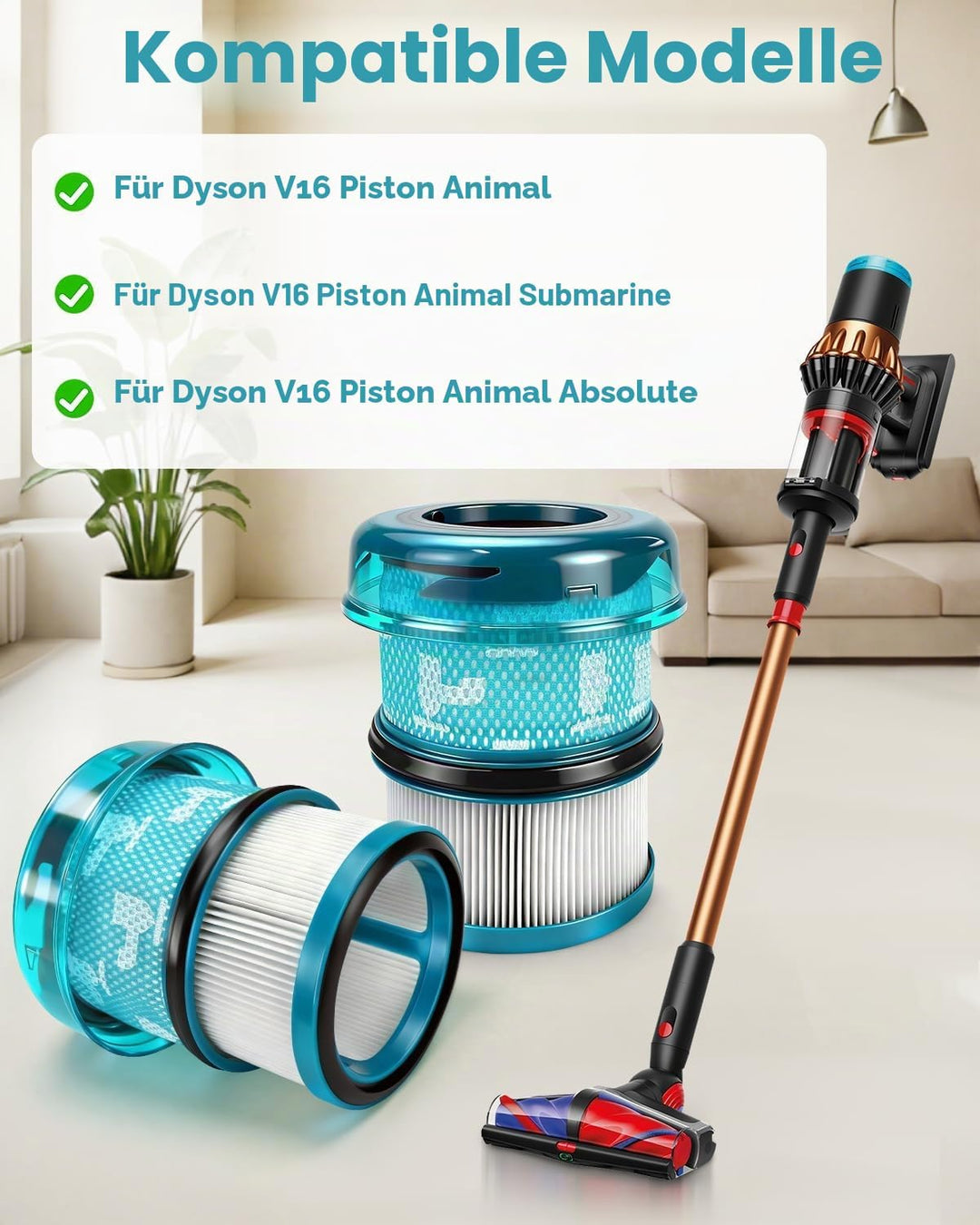2 Pack HEPA Filter Ersatzteil für Dyson V16 Piston Animal, Filter Ersatzteile Staubsauger Zubehör fü
