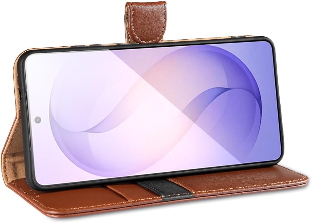 LENSUN Lederhülle für Samsung Galaxy S26 Ultra, Handyhülle [Echtes Leder] [RFID Schutz] Echtleder Hü