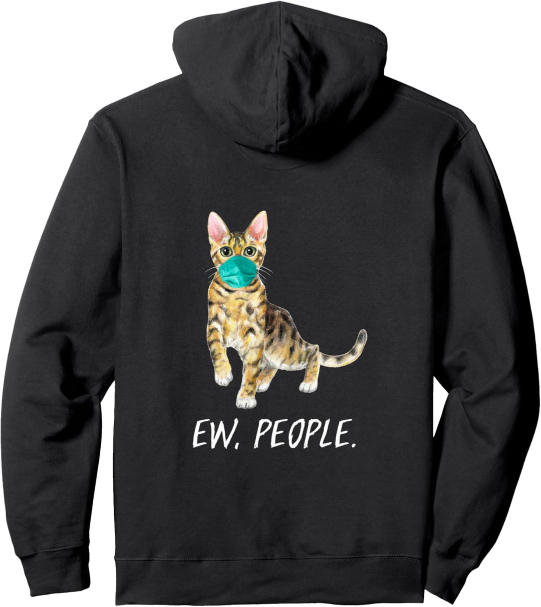 BENAGAL Katze mit Gesichtsmaske Mundschutz EW PEOPLE Pullover Hoodie