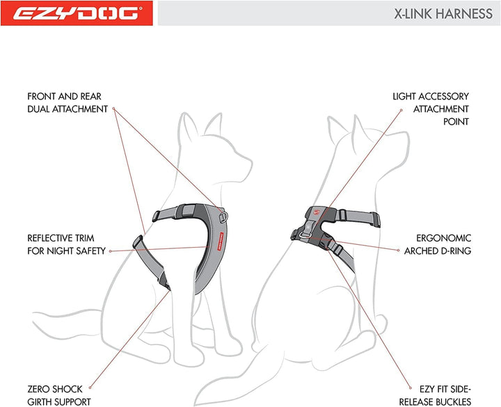 EzyDog No-Pull Hundegeschirr für Mittelgrosse und Grosse Hunde, X- Link Anti Zug Geschirr Hund Verst