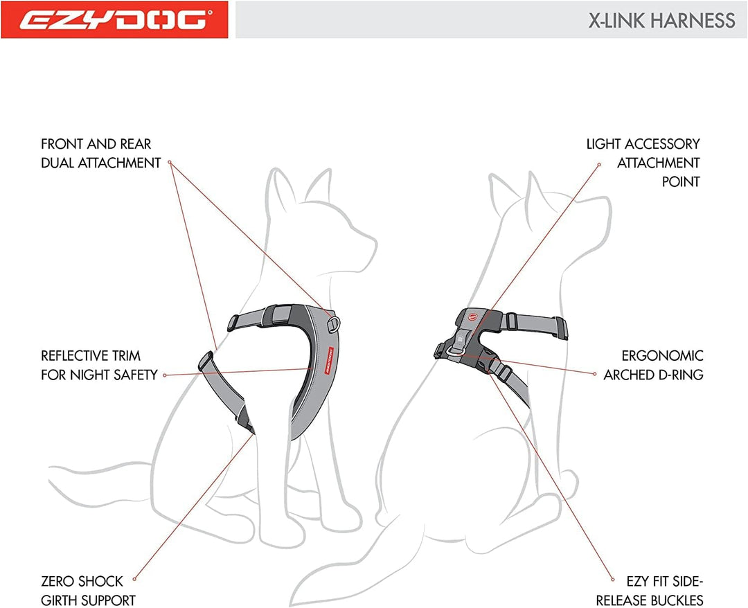EZYDOG - XL +35Kg - Harness X-Link Black (605.0518) XL Black, XL Black