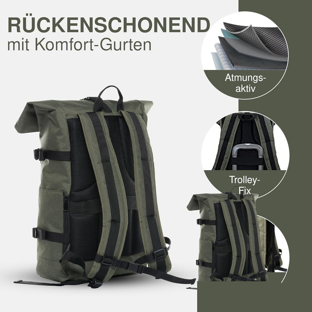 SONS OF ALOHA Rucksack KANE Roll-Top Kurierrucksack XL gross - PET recycelt, wasserabweisend - Wande