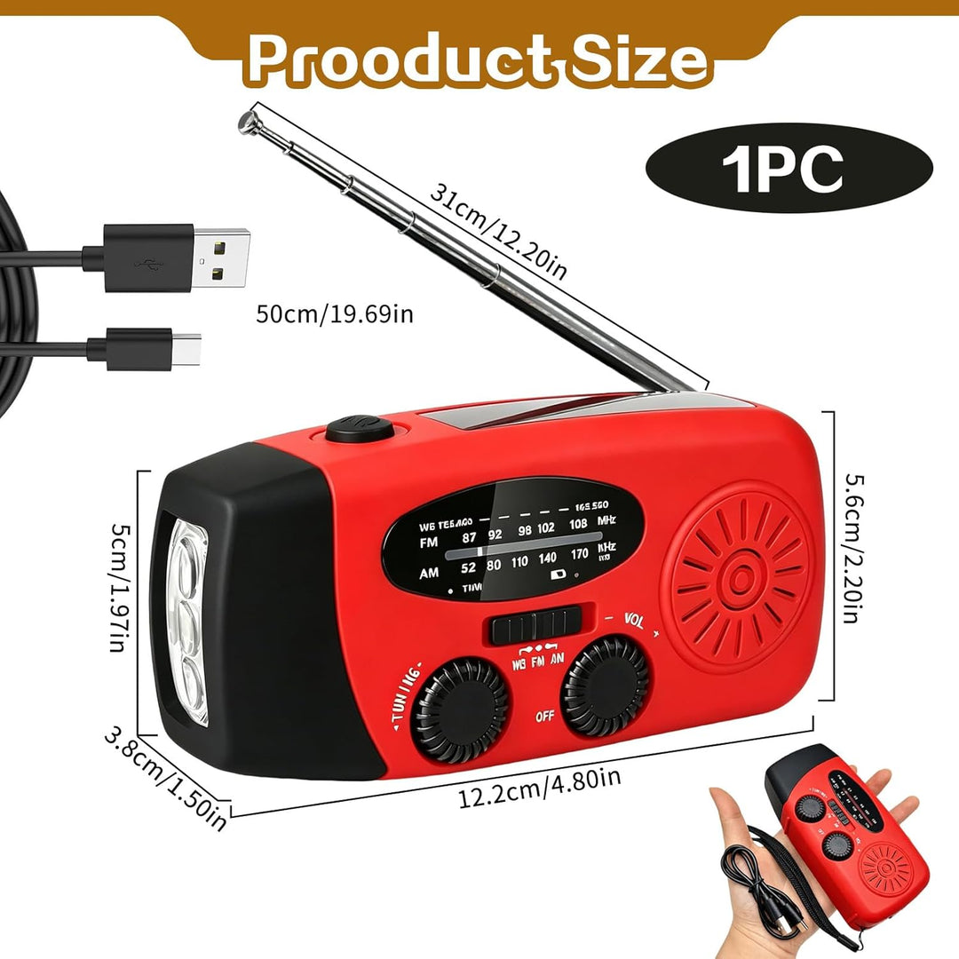 Kurbelradio Notfallradio Solar LED Taschenlampe Radio Power Bank 600mAh AM/FM Batteriebetrieben mit