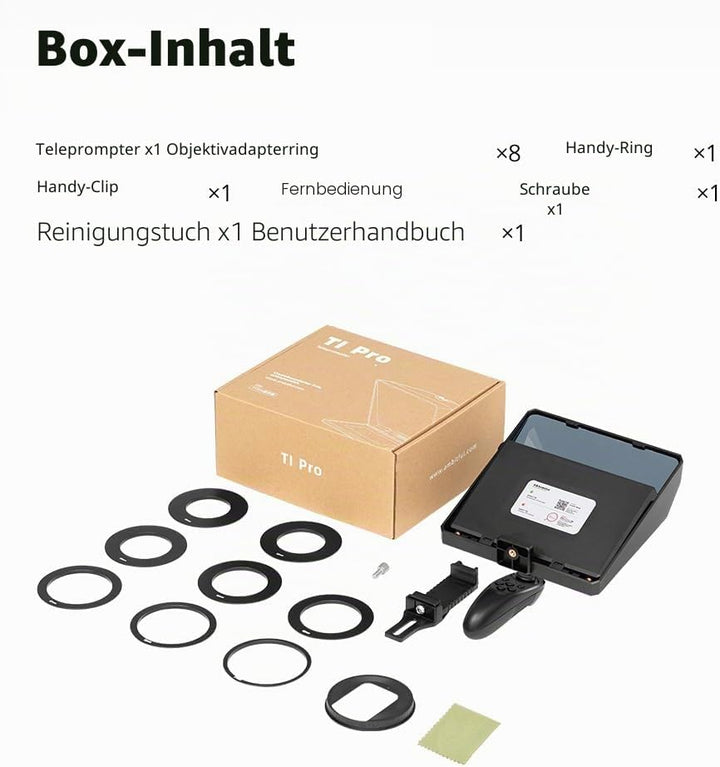 Ambitful T1 Pro Teleprompter für Handy mit Desktop-Stativ, schnell einzurichten, tragbares Telepromp