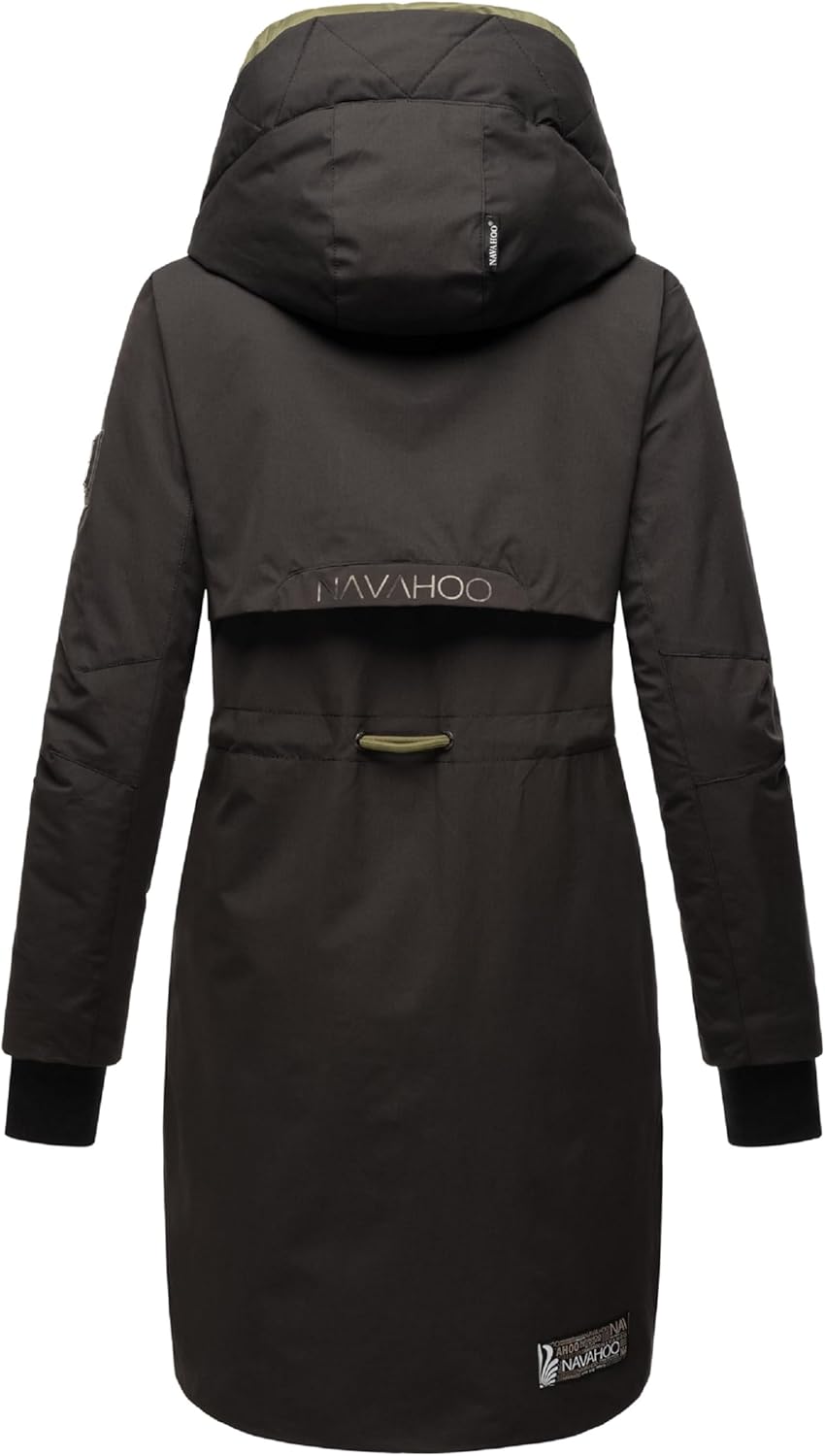 Navahoo Damen Mantel Lange warme Winter Steppjacke mit Kapuze und magnetischen Elementen Snowelf XS-