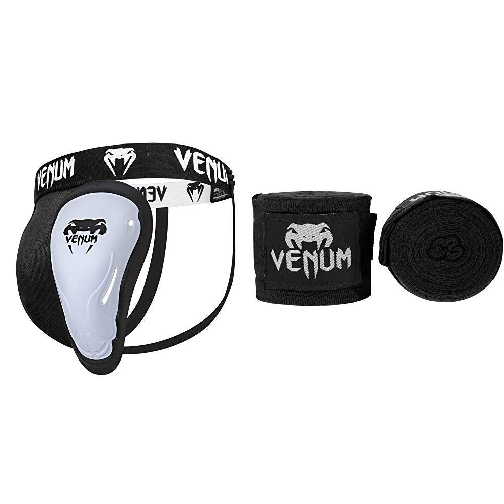 Venum Erwachsene Tiefschutz Challenger Schwarz/Weiss M Tiefschutz + Armschoner, 2,5m, Schwarz/Weiss