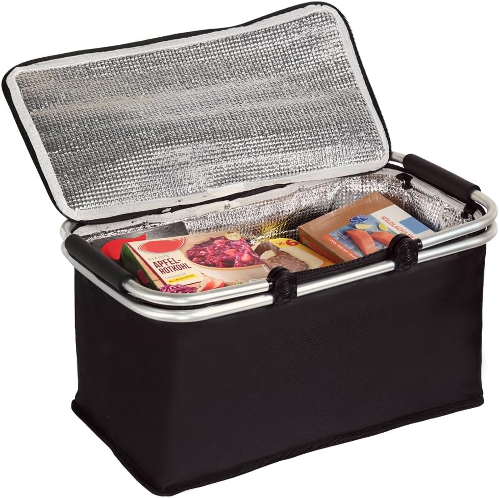 KESPER | Einkaufskorb mit Thermobeschichtung, faltbar, Material: Polyester mit Metallrahmen, Masse: