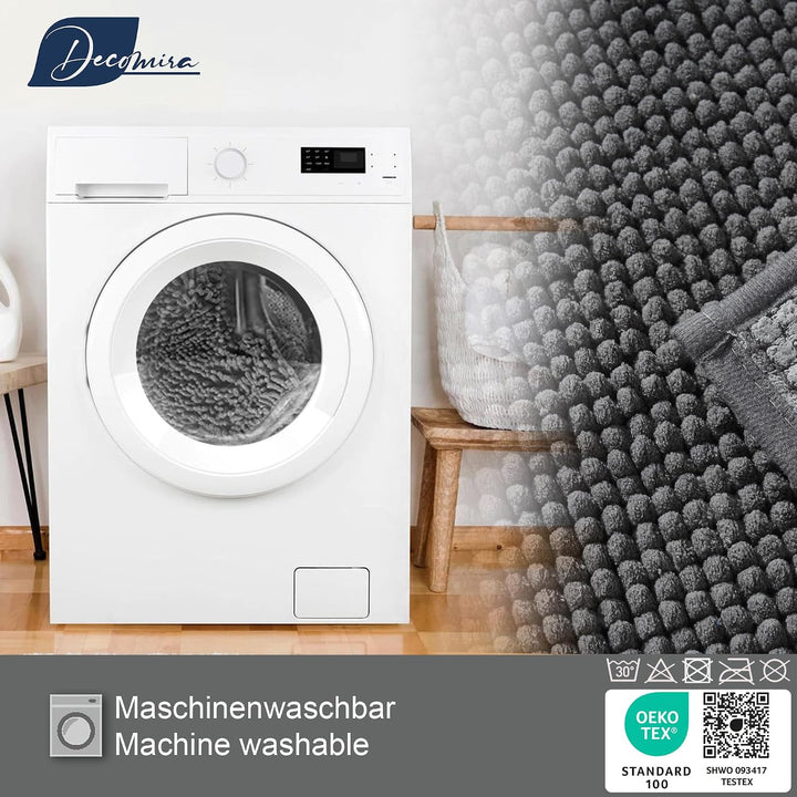 Badematte rutschfest | Als Badteppich Set kombinierbar | Badezimmer-Teppich Bad-Vorleger waschbar au