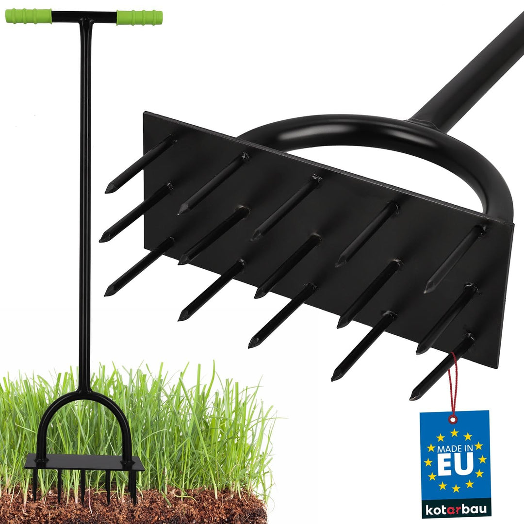 KOTARBAU® Rasenbelüftung - 25x10 cm - Rasenlüfter - aus Stahl - Handlüfter für Rasenböden - Rasen Be