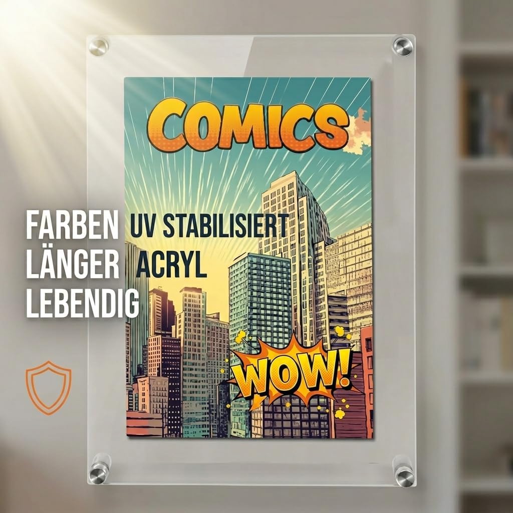 SAFE Acryl-Rahmen für Comics UV-stabilisierter Wandrahmen aus Acrylglas für Comics bis 4 mm Dicke In