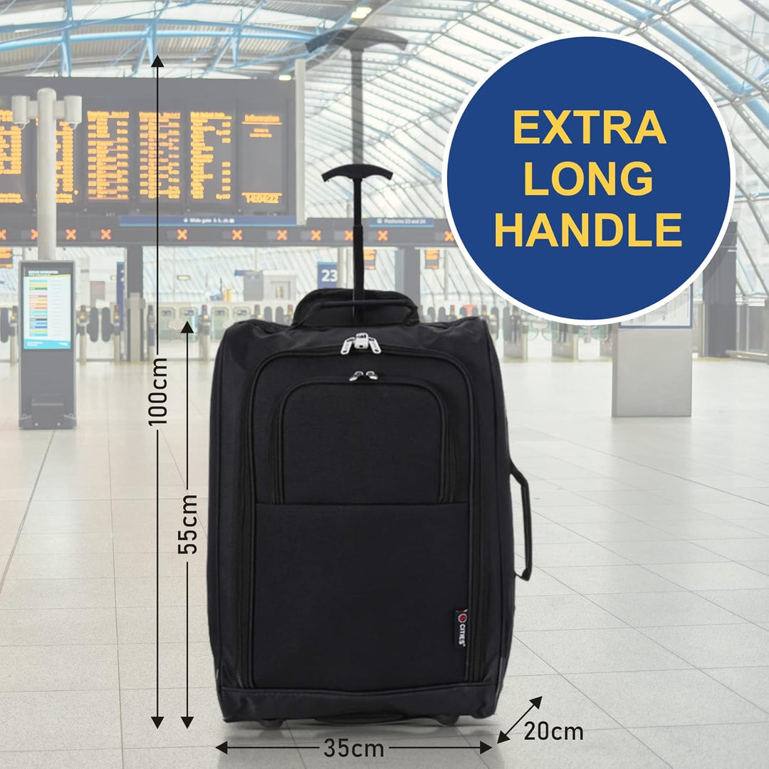 5 Cities Set von 2 Leichtgewicht Handgepäck Kabinengepäck Flugtasche Koffer Trolley Gepäck