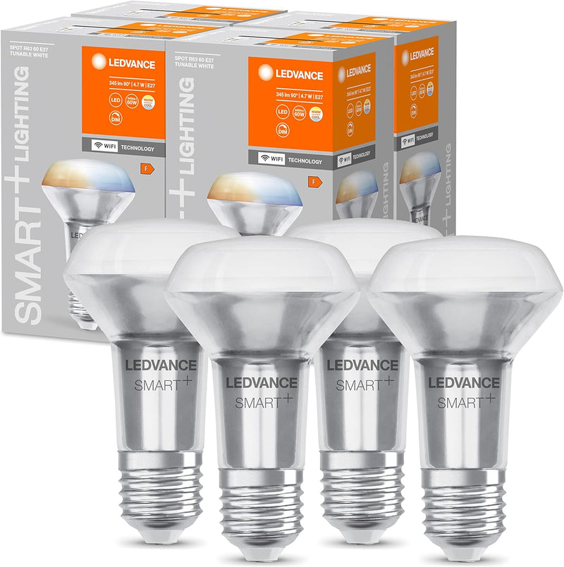 LEDVANCE Smarte LED R63 Spotlampe mit Wifi Technologie, Sockel E27, Lichtfarbe änderbar (2700-6500K)