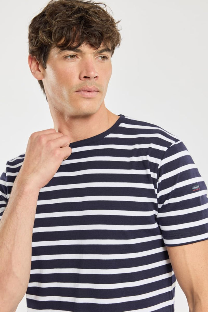 Armor Lux Herren Kurzarm Shirt im Marine-Stil Morgat aus Baumwolle T-Shirt S Mehrfarbig (Navire/Blan