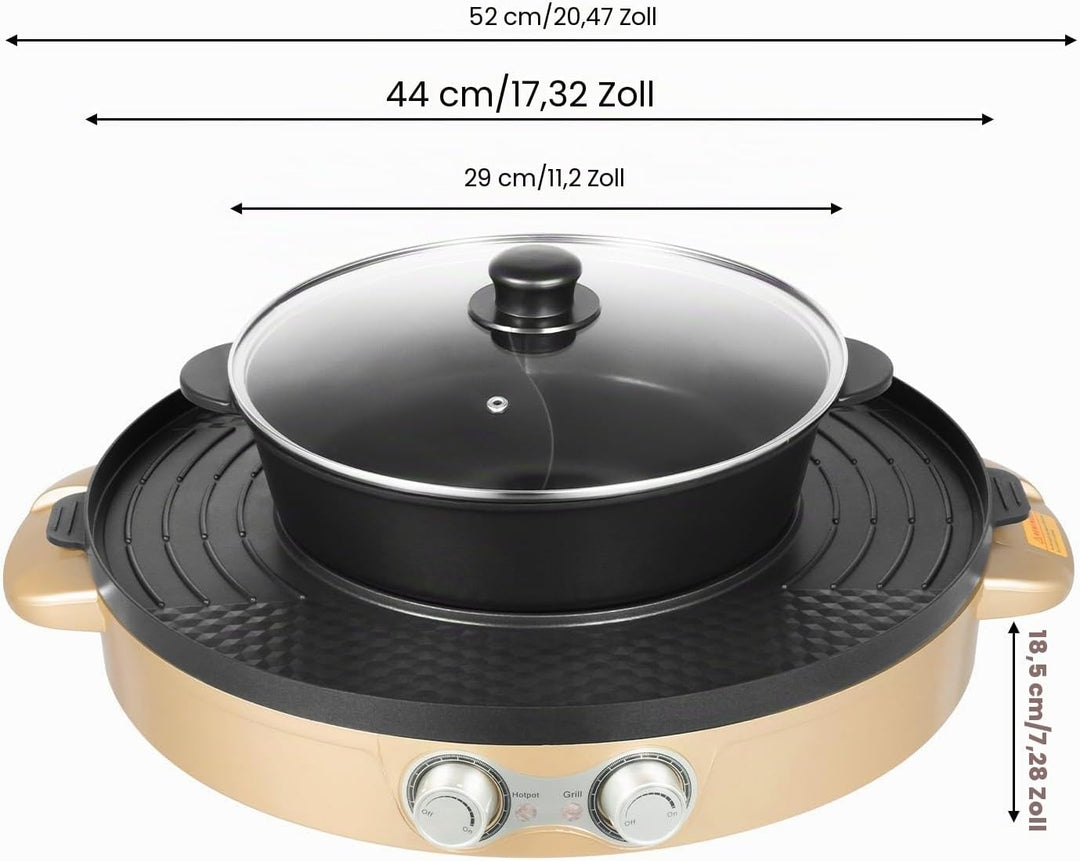 44cm Shabu Shabu All-In-One Elektrogrill, 29cm Mandarin Duck Shabu Shabu Wok, Rauchfreie Grillpfanne