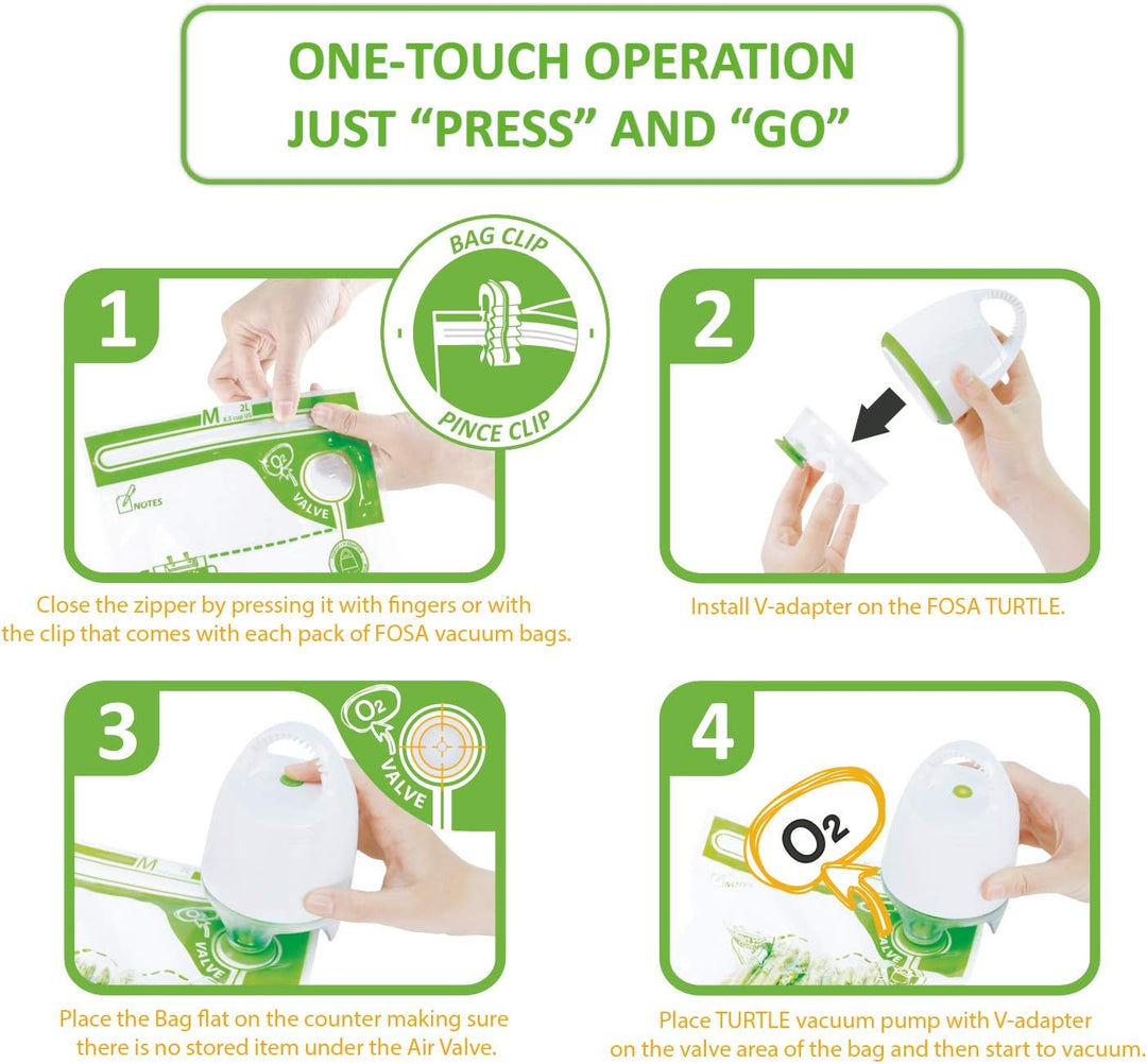 FOSA Malaga Mehrweg-Vakuumbeutel für Lebensmittel – Gross (3,8 L / 25,4 x 35,6cm), mit Zip-Verschlus