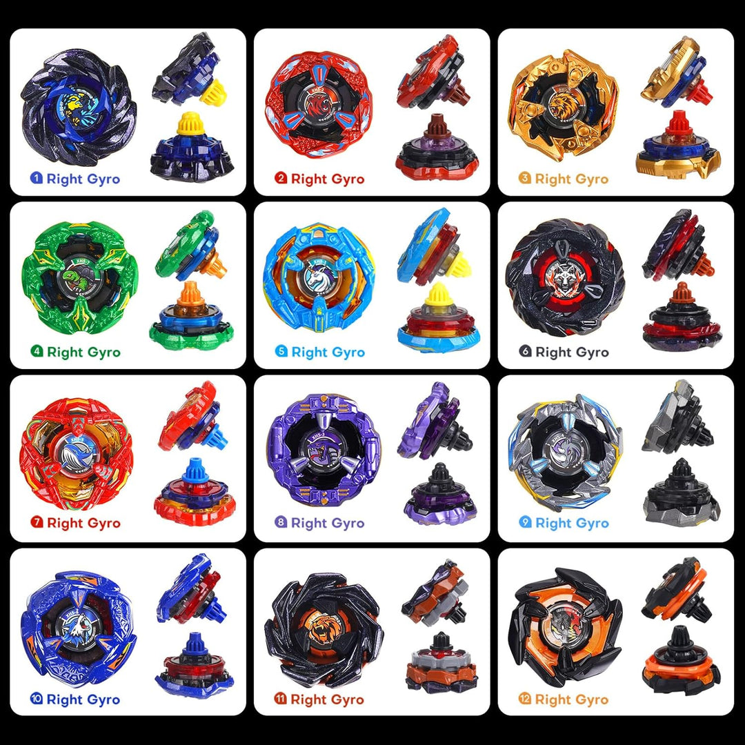 X Battle-Kreisel Set, 12 Spinning-Top-Spielzeuge mit 3 Launchern, 1 Griff & tragbarer Aufbewahrungst