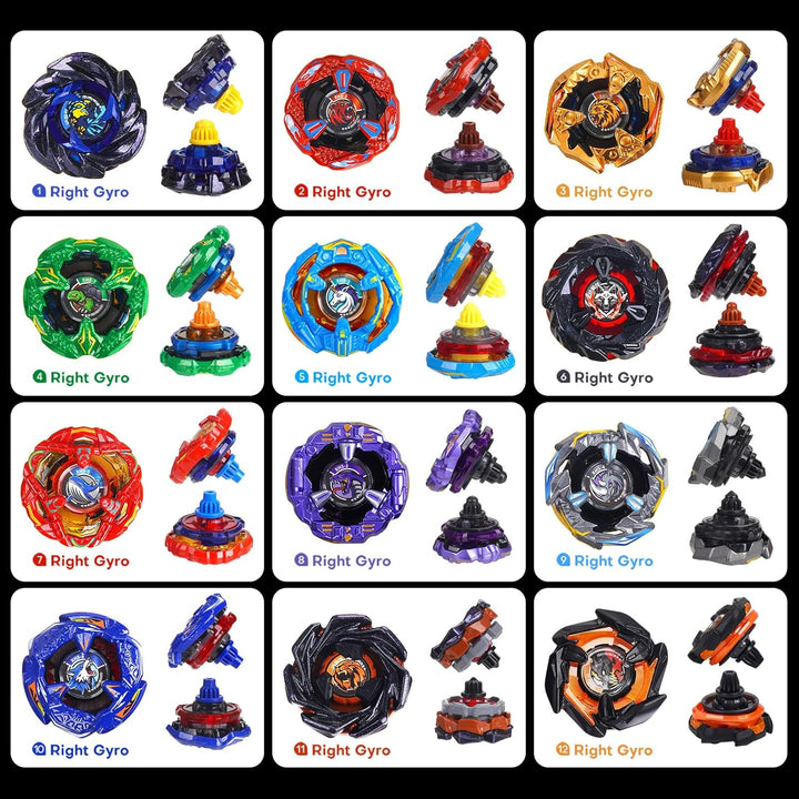 X Battle-Kreisel Set, 12 Spinning-Top-Spielzeuge mit 3 Launchern, 1 Griff & tragbarer Aufbewahrungst