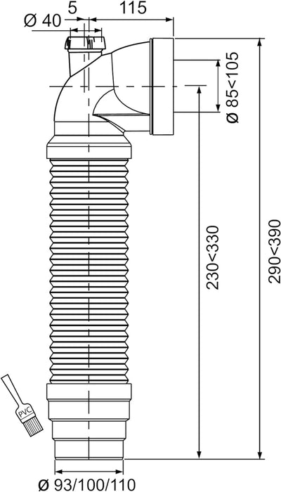 Wirquin 70718814 Eckrohr Absteppung mit erweiterbar