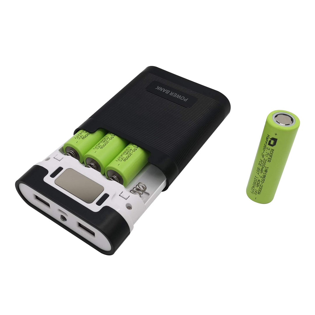 Powerbank Ladegerät Set mit 8000mAh（2000mAh*4）,2USB, 5V2A Portable DIY PowerBank,2-in-1 tragbares La