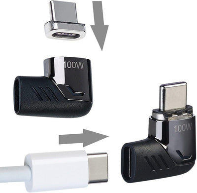 Callstel USB Adapter magnetisch: 4er-Set 90°-USB-C-Schnell-Ladeadapter mit Magnet-Stecker, PD bis 10