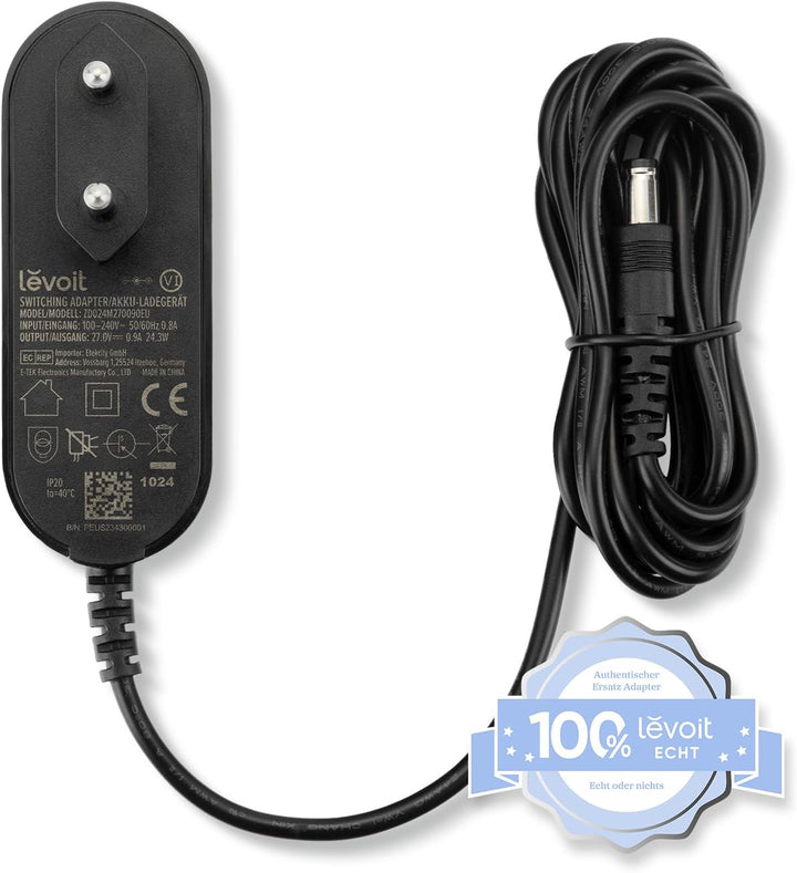 Levoit Original Adapter für den LVAC 300 Akku Staubsauger, Feuerfester Kunststoff, LVAC 300 Adpter