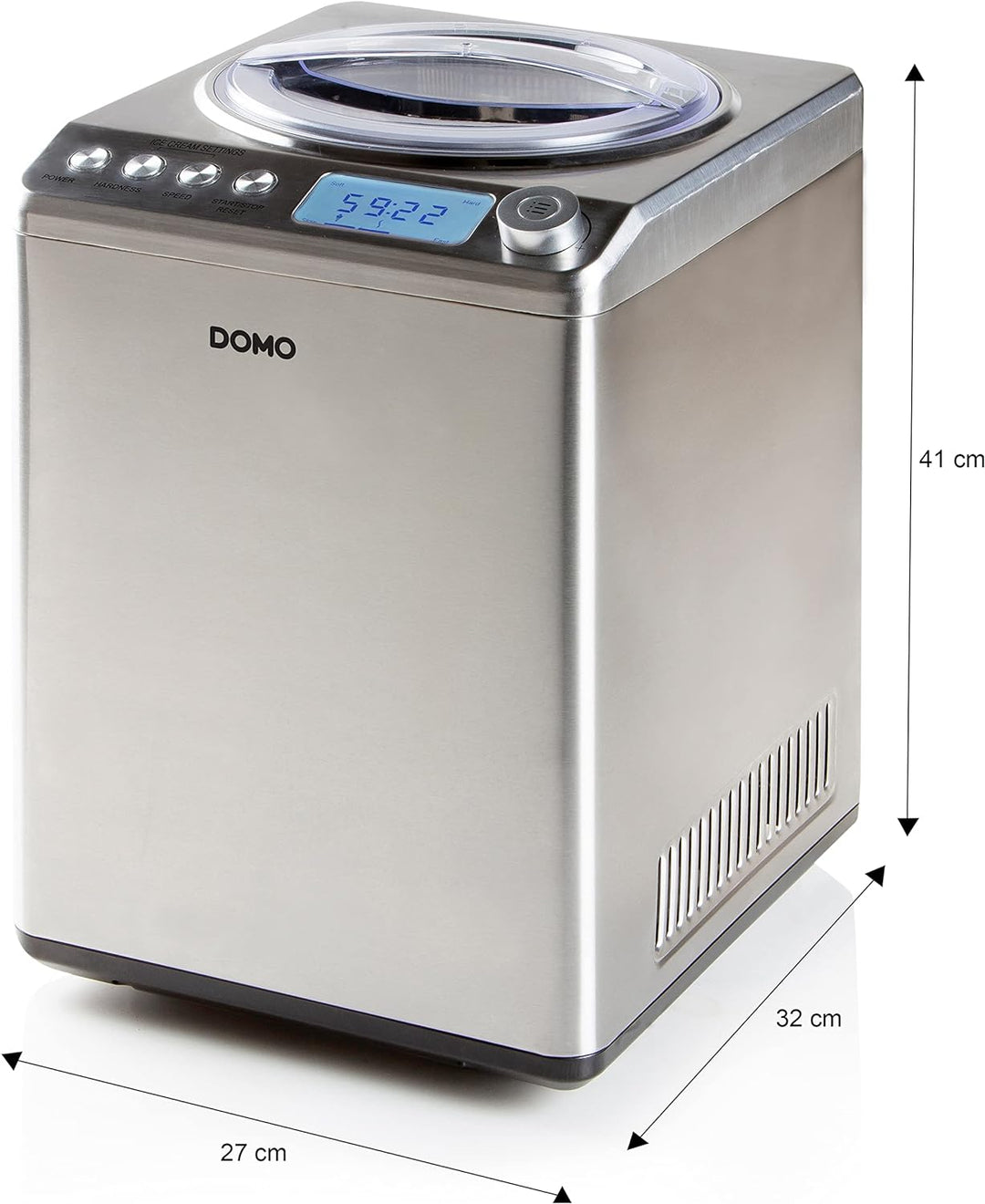 DOMO DO9232I Eismaschine, 18/8 Edelstahl, 2.5 liters