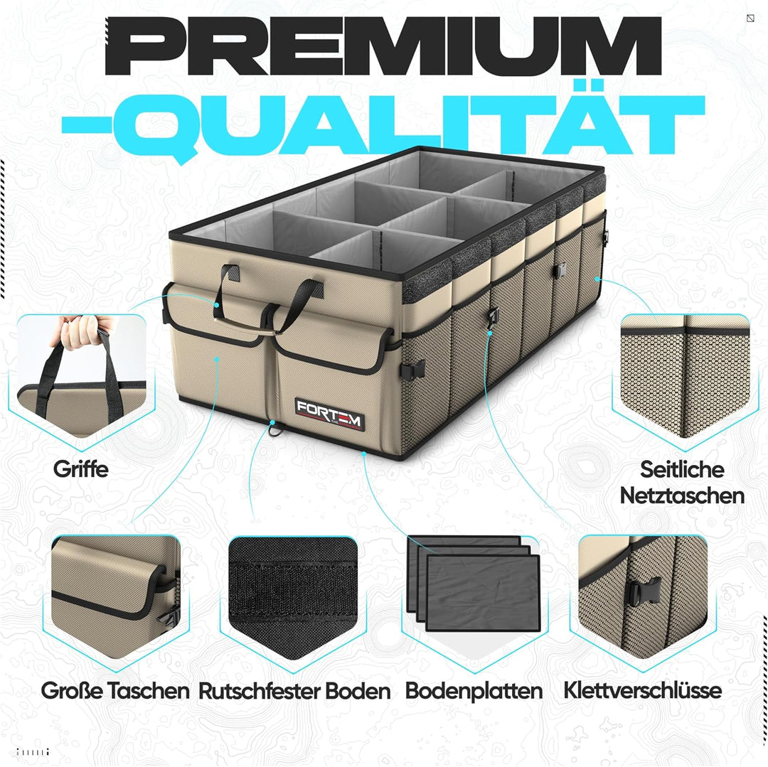 FORTEM Kofferraum Organizer, Kofferraumtasche, Zusammenklappbarer Auto Organizer Kofferraum mit Fäch