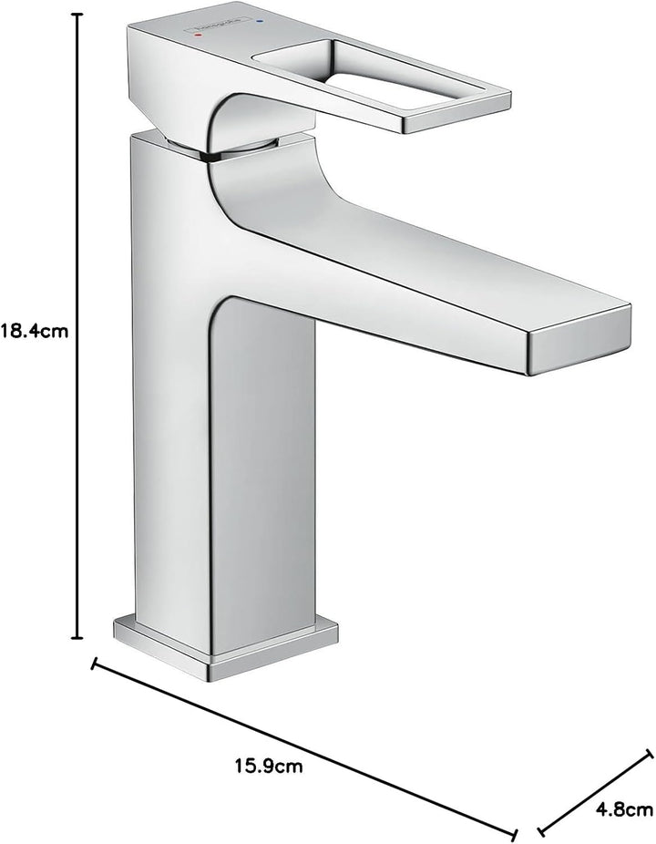 hansgrohe Wasserhahn Metropol (Armatur mit Auslauf Höhe 110 mm und Push-Open Ablaufgarnitur) Chrom C