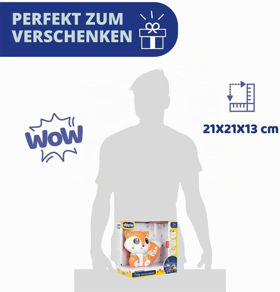 Chicco Projektor Foxy, niedlicher tragbarer Projektor mit entspannenden Melodien und bunten Projekti