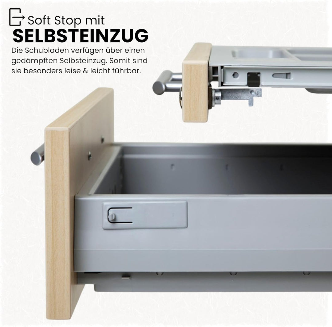bümö Rollcontainer mit Schubladen, Container abschliessbar aus Holz in Nussbaum - Rollwagen für&