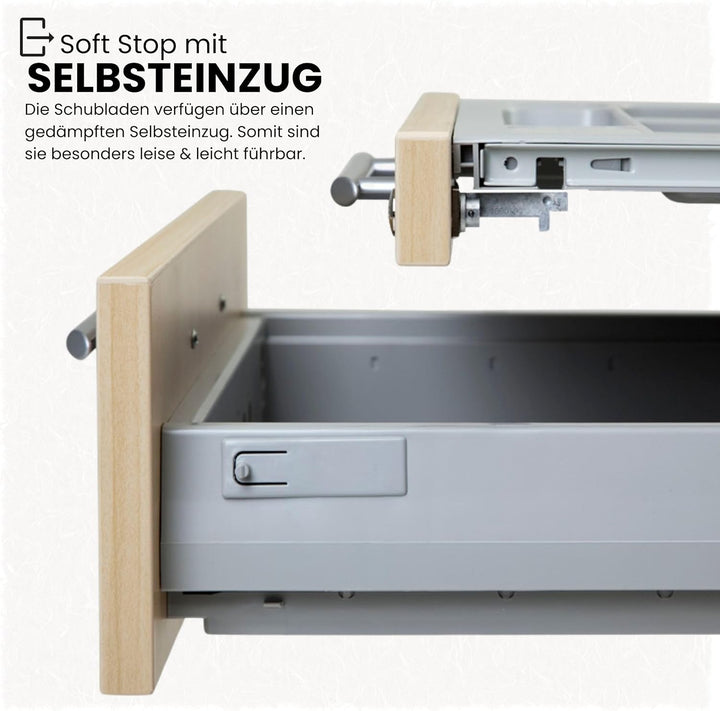 bümö Rollcontainer mit Schubladen, Container abschliessbar aus Holz in Nussbaum - Rollwagen für&