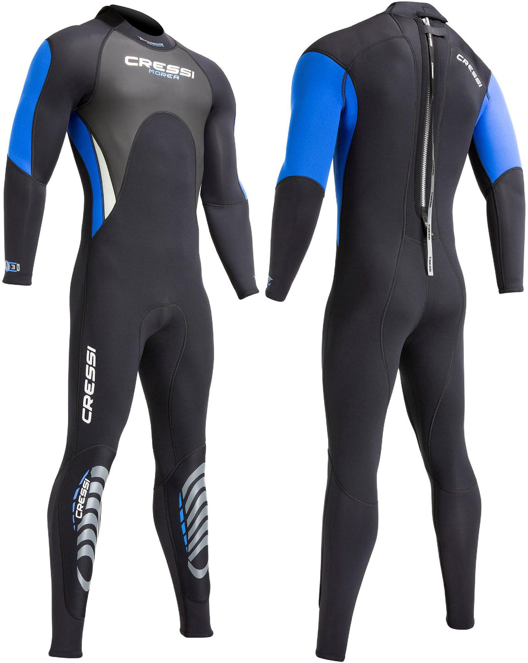 Cressi Morea Herren - Neoprenanzug 3mm für alle Wassersportarten M/3 Schwarz/Blau/Silber, M/3 Schwar