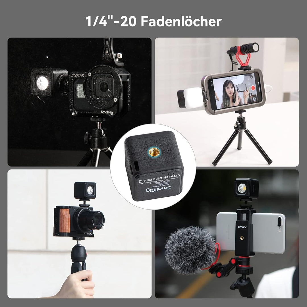 SMALLRIG LED VideoLicht, Led Video Light Mini, Regenfeste Beleuchtungsset Mini Cube mit 8 Farbfilter