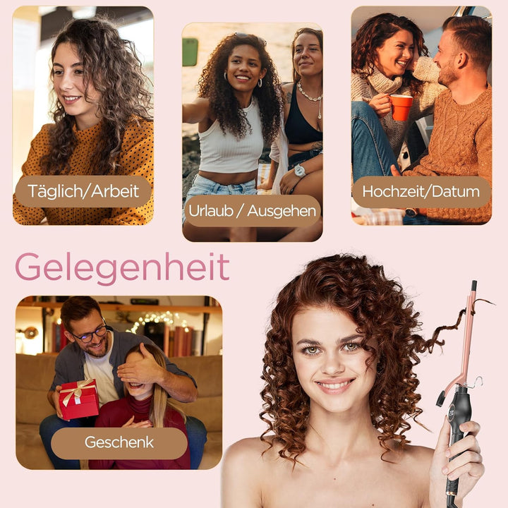 BESTOPE PRO Lockenstab 9mm Kleine Locken, Schnelle Heizung Lockenstäbe Extra Lang, Multi-Temperatur