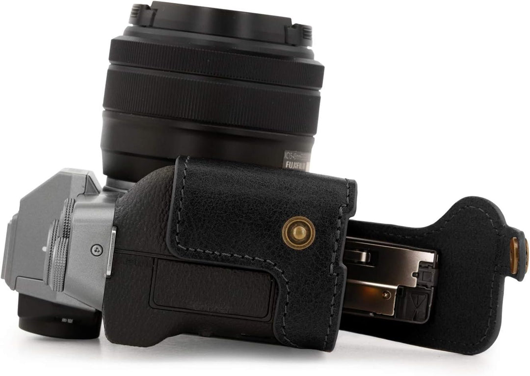 MegaGear MG1885 Ever Ready Kameratasche aus Echtleder, für Fujifilm X-T200, Schwarz, Schwarz