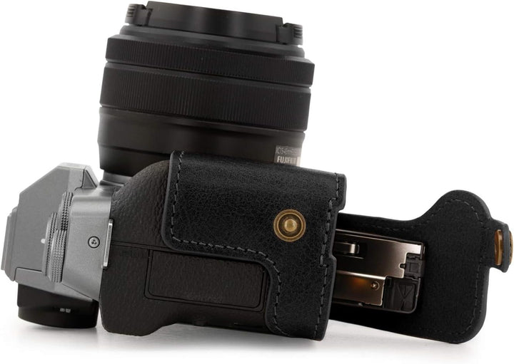 MegaGear MG1885 Ever Ready Kameratasche aus Echtleder, für Fujifilm X-T200, Schwarz, Schwarz