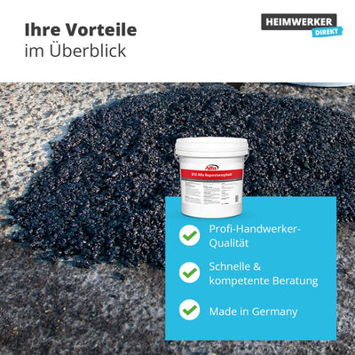 25 kg Alfa Reparaturasphalt Profi-Qualität Kaltasphalt Körnung 0 bis 5 mm zur Ausbesserung von Schla