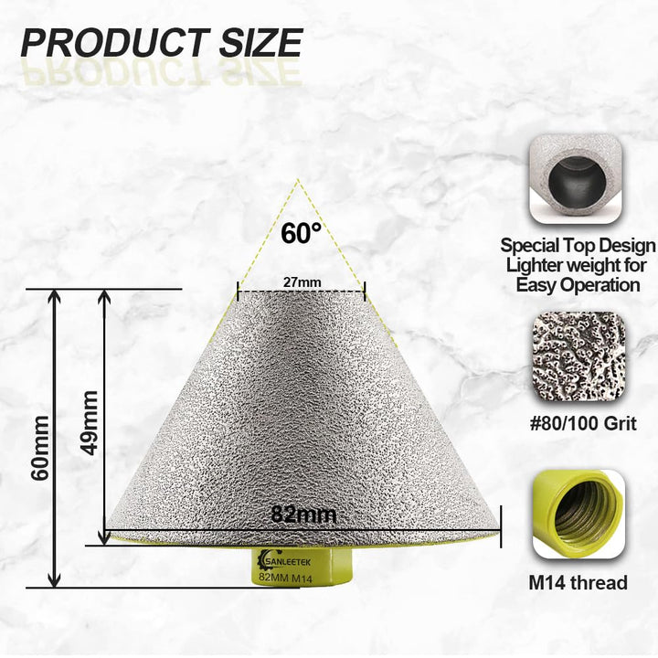 Diamant Fasenbohrer 82mm Fliesenfräser SANLEETEK - Anfasen, Formen, Vergrössern und Schleifen von Lö