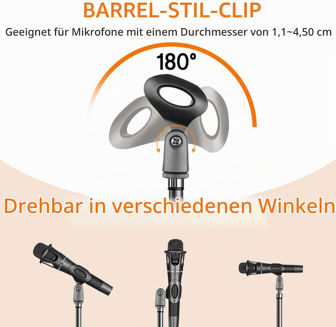 Mikrofon Ständer, Multifunktions Mikrofonständer, Tisch Mic Ständer mit 180° Verstellbarer Klammer,