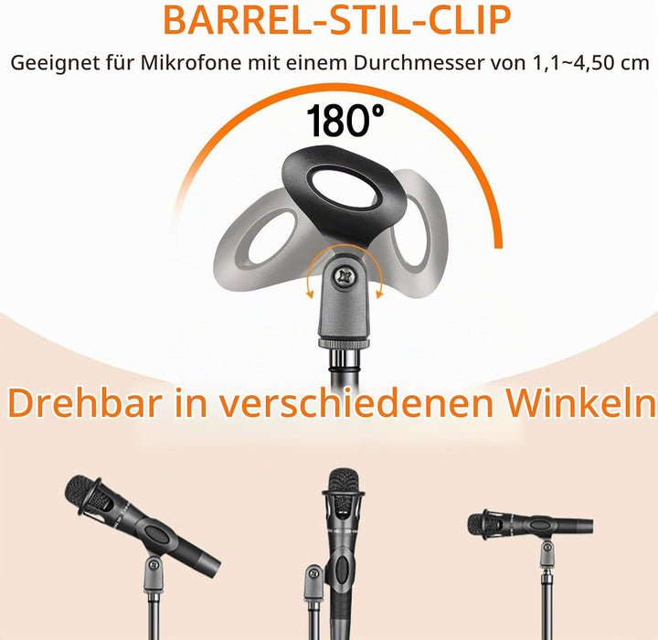 Mikrofon Ständer, Multifunktions Mikrofonständer, Tisch Mic Ständer mit 180° Verstellbarer Klammer,
