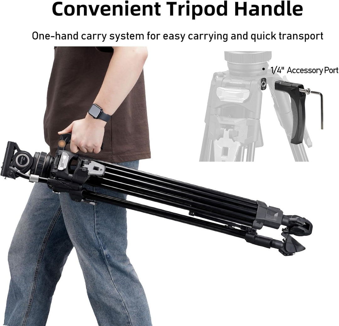 Cayer FA310H Video Tripod with K10 Fluid Head - One-Touch Leg Locks & Rapid Adjust - 22 lbs Load Alu