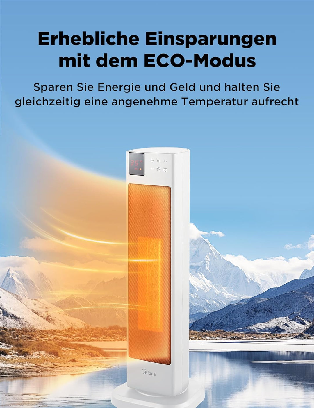Midea NTH20-22ER(WH) Heizlüfter Energiesparend Leise mit Fernbedienung,PTC 2000 Watt Keramik Heizlüf