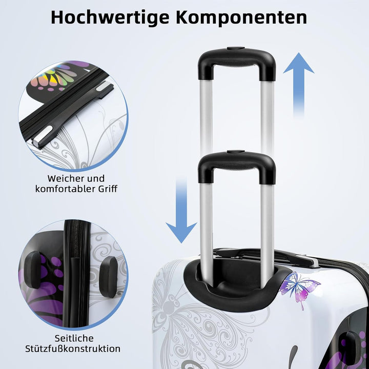 BEIBYE Reisekoffer Hartschalen Hardcase Trolley Zahlenschloss Polycarbonat Set-XL-L-M- Beutycase (Bu