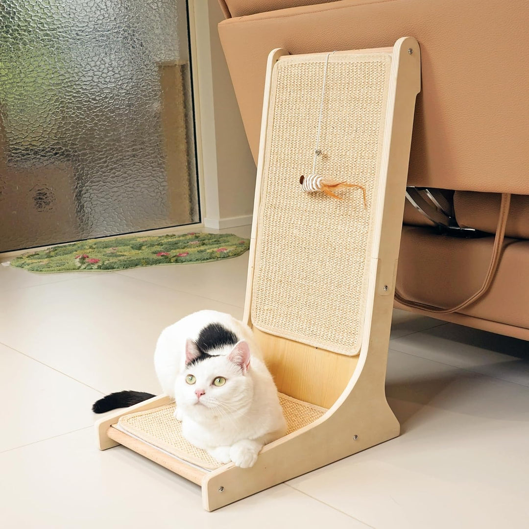 PETKARAY Sisal Kratzbrett Katze, 66 cm L-förmige Kratzbrett, 105° vertikale Kratzfläche, Kratzmöbel