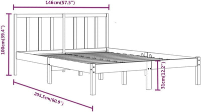 vidaXL Massivholzbett Holzbett Bett Doppelbett Bettgestell Bettrahmen Lattenrost Schlafzimmermöbel S
